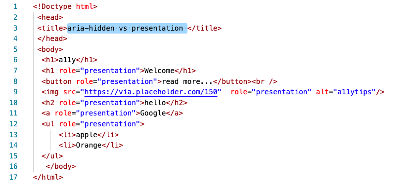 presentation role html